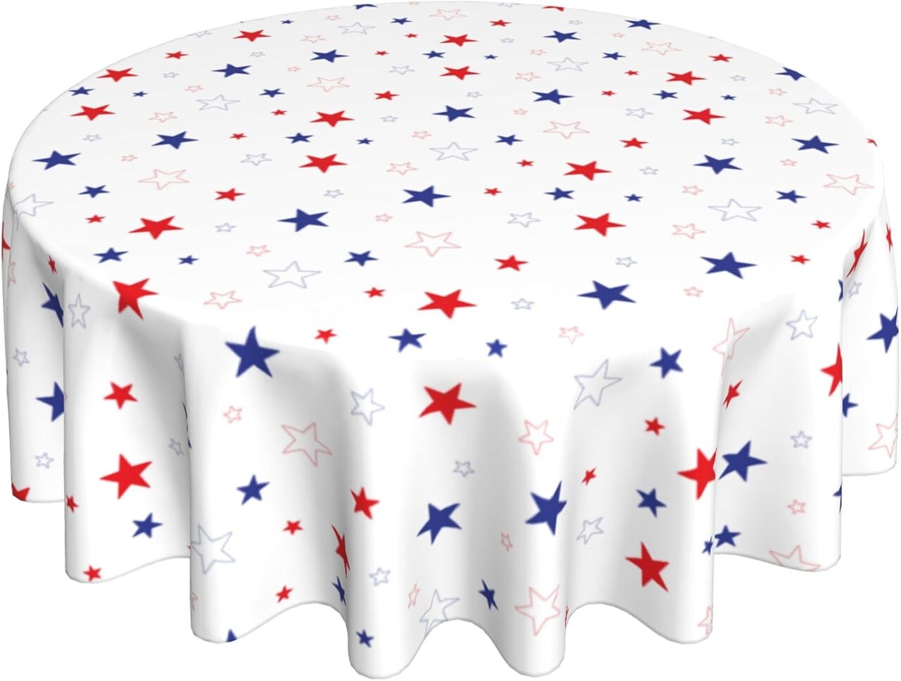 Memorial Day Tablecloth 60 Inch Independence Day Patriotic Round Table Cloth Waterproof Resistant Reusable July 4th Decorations Table Cover for Kitchen Dinning Holiday Party Decor